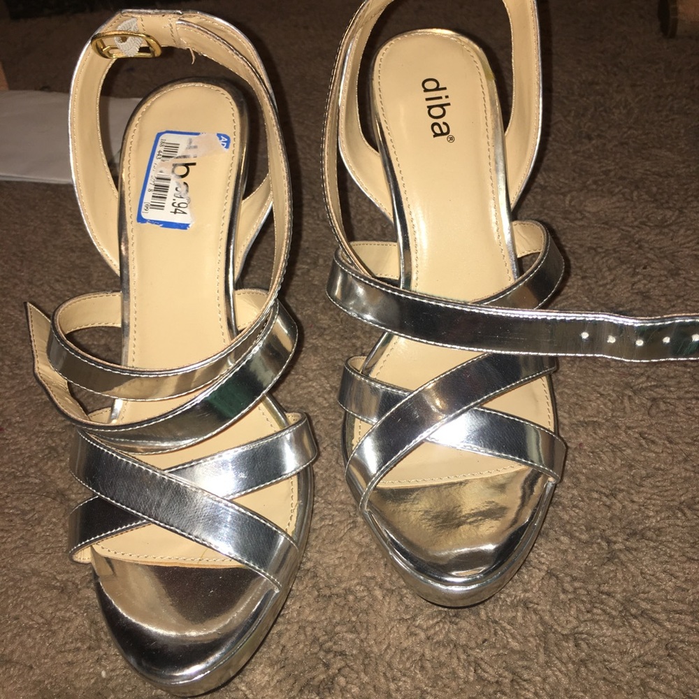 Metallic Silver Heels